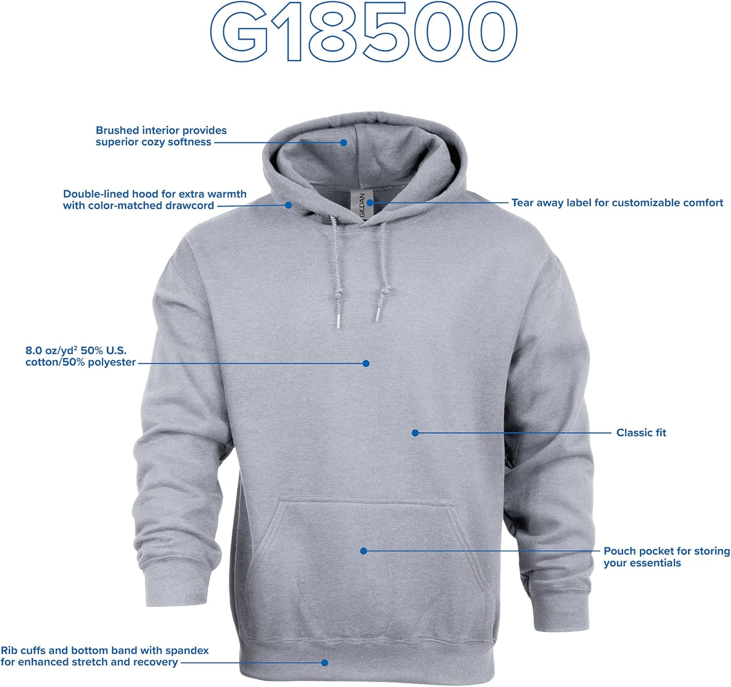 Gildan Adult Fleece Hoodie Sweatshirt, Style G18500, Multipack
