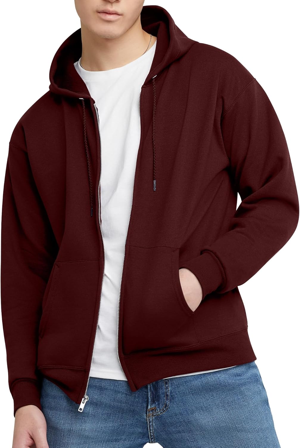 Hanes mens Zip-up Hoodie, Ecosmart Fleece Full-zip Hoodie for Men, Hooded Sweatshirt