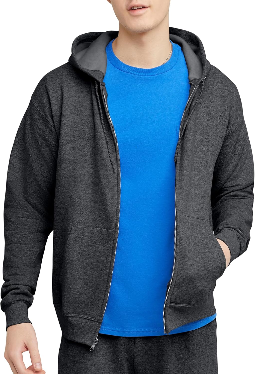 Hanes mens Zip-up Hoodie, Ecosmart Fleece Full-zip Hoodie for Men, Hooded Sweatshirt