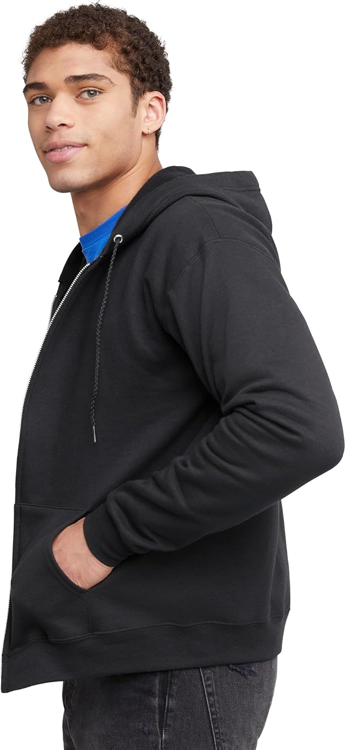 Hanes mens Zip-up Hoodie, Ecosmart Fleece Full-zip Hoodie for Men, Hooded Sweatshirt