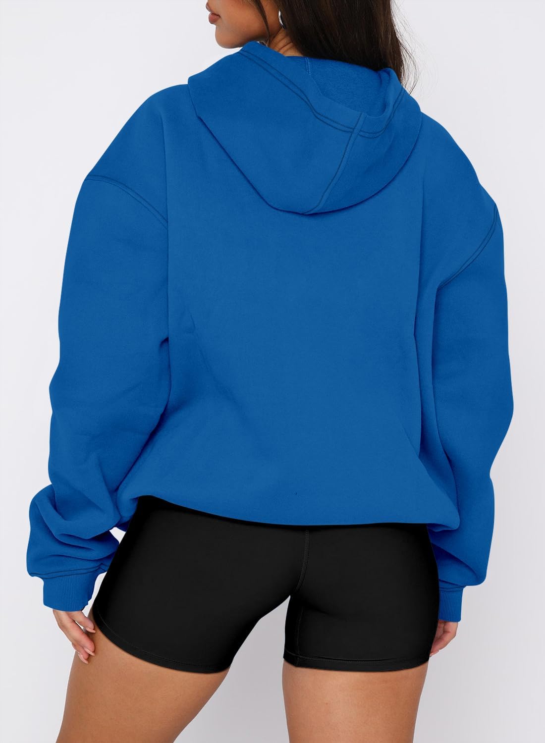 onlypuff Women Hoodies Casual Pullover Long Sleeve Sweatshirt Kangaroo Pocket Drop Shoulder Sweater