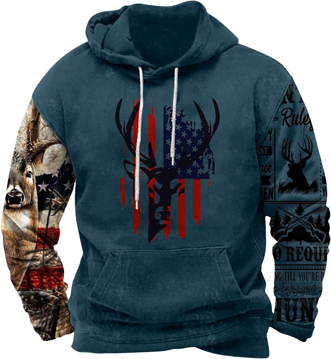 Zhyaj Western Hoodie for Men Aztec Cowboy Printed Drawstring Pullover Hooded Sweatshirt Mens Comfy Fleece Sweatshirt